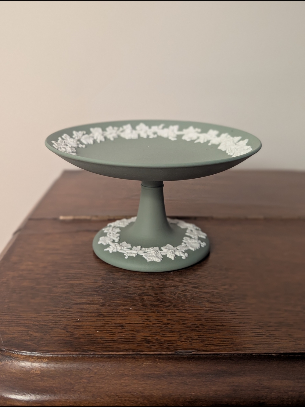 Wedgewood Jasperware Pedestal Compote with White Relief England